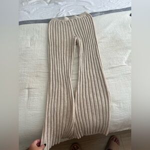 Anine Bing Wool Ribbed Knit Cream Pants